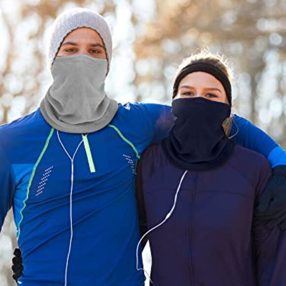 Xinsheinelry Unisex Winter Faux Fleece Neck Gaiter Warmer  Fleece Neck Gaiter 3-in-1 Beanie Windproof Scarf Drawstring Adjustable Unisex